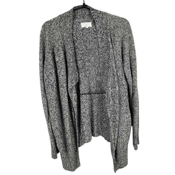 Lou & Grey Womens Black White Wool Blend Knit Open Cardigan Sweater Small - Picture 1 of 8